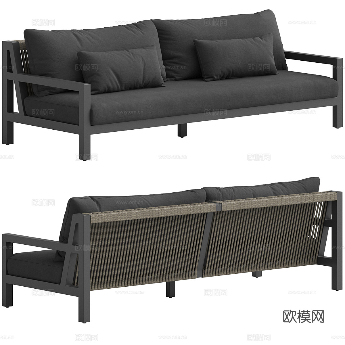 现代意式布艺休闲沙发3d模型