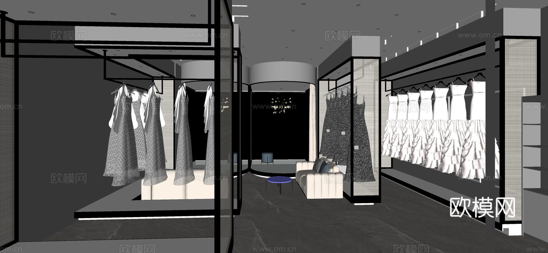 现代婚纱摄影店su模型下载