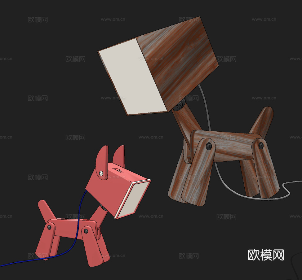 现代小狗儿童台灯su模型下载