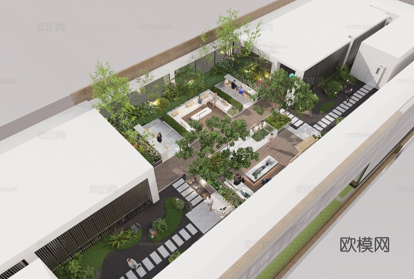 现代屋顶花园庭院su模型下载