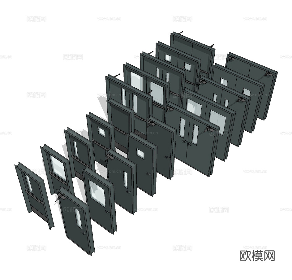 现代防火门消防安全门su模型下载