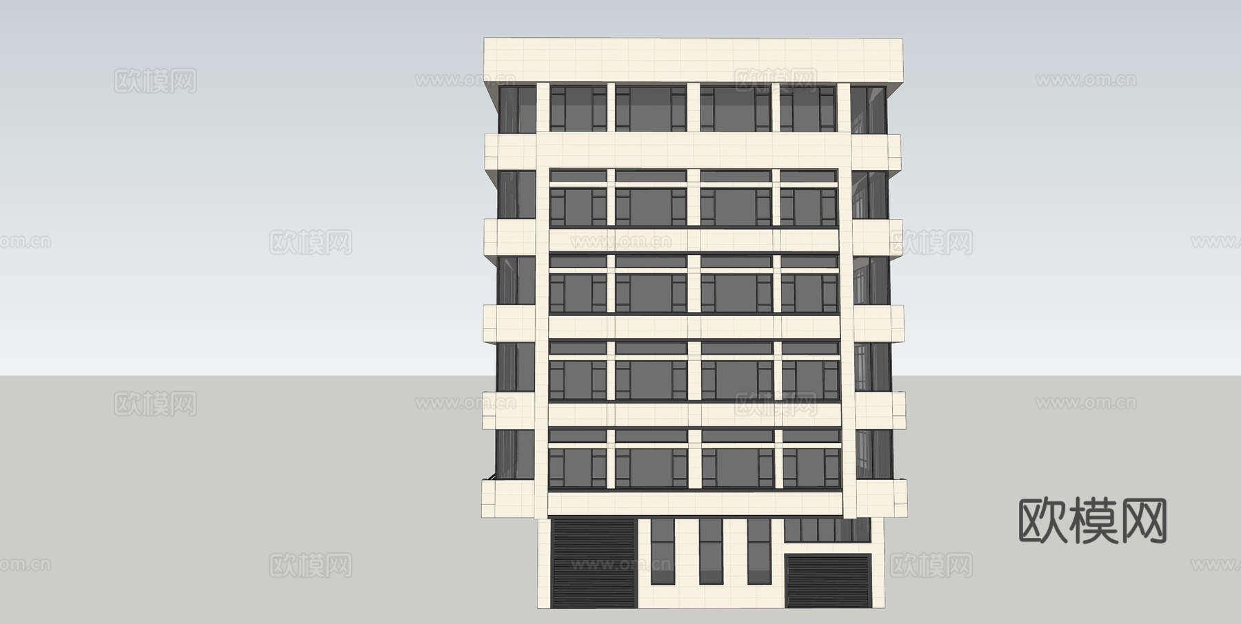 现代住宅楼建筑外观su模型下载