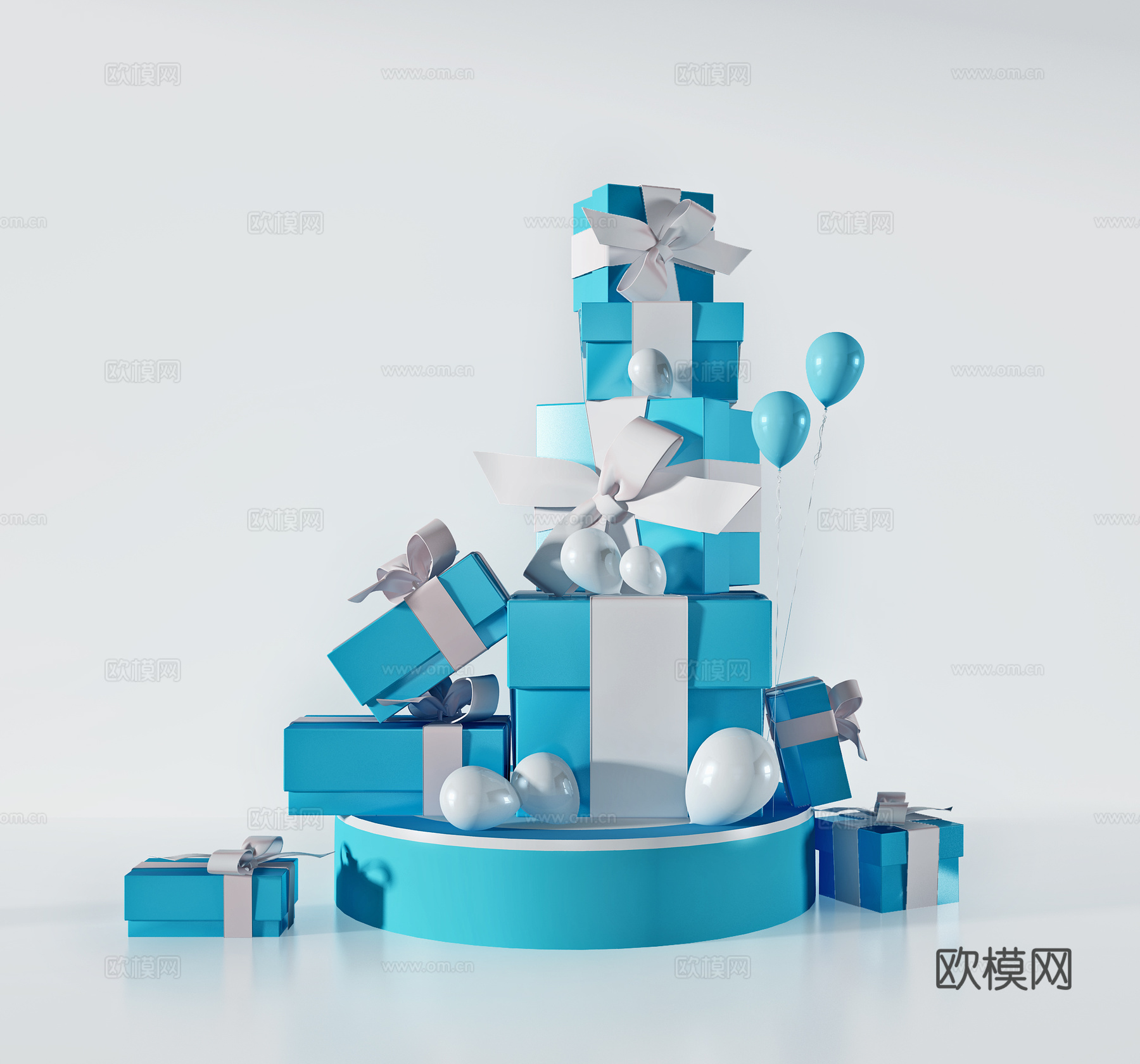 现代气球礼品盒美陈su模型下载