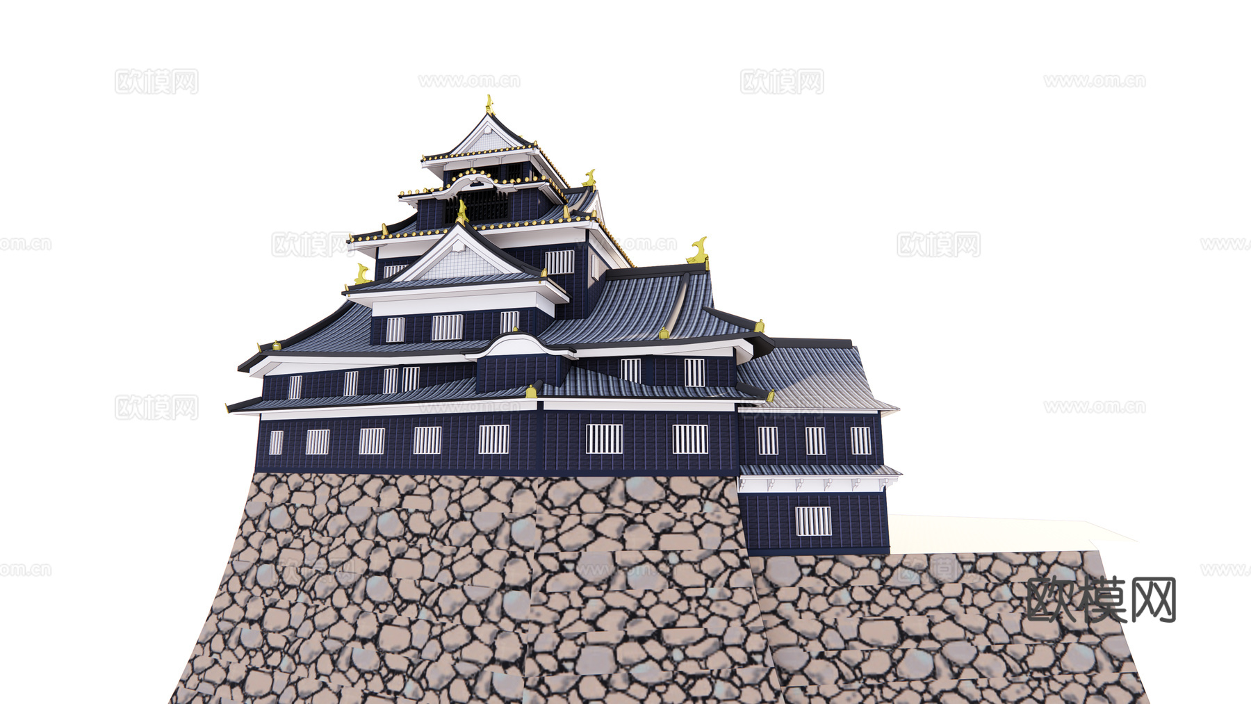 日式古建阁楼su模型下载