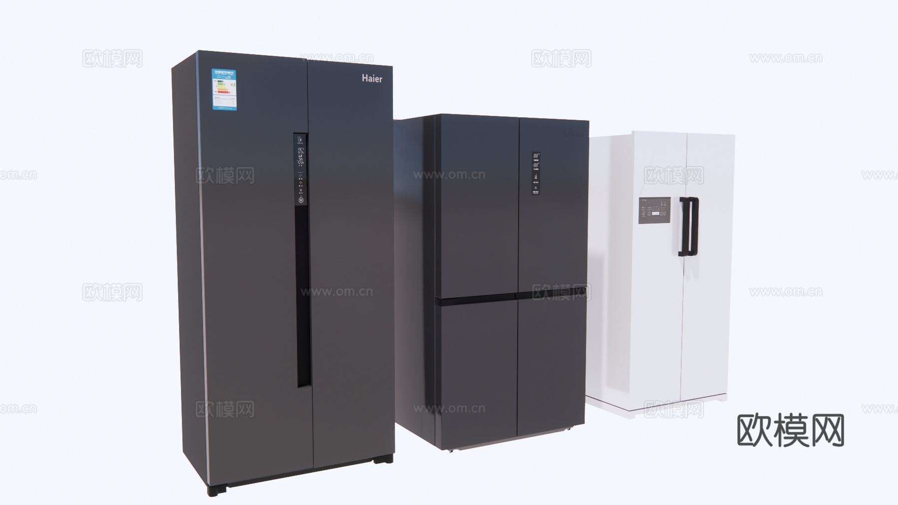 现代冰箱厨房器具su模型下载