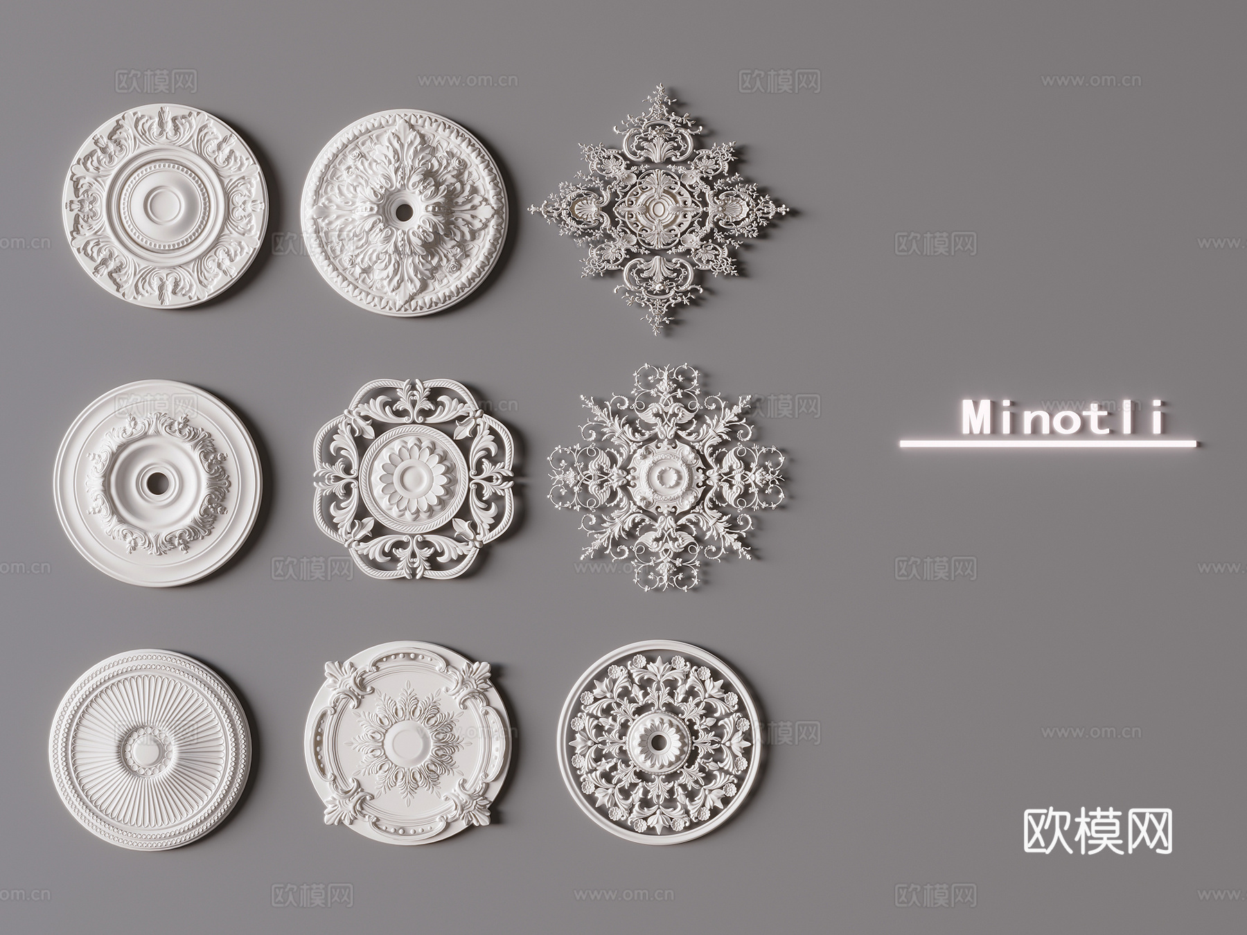 石膏雕刻雕花3d模型