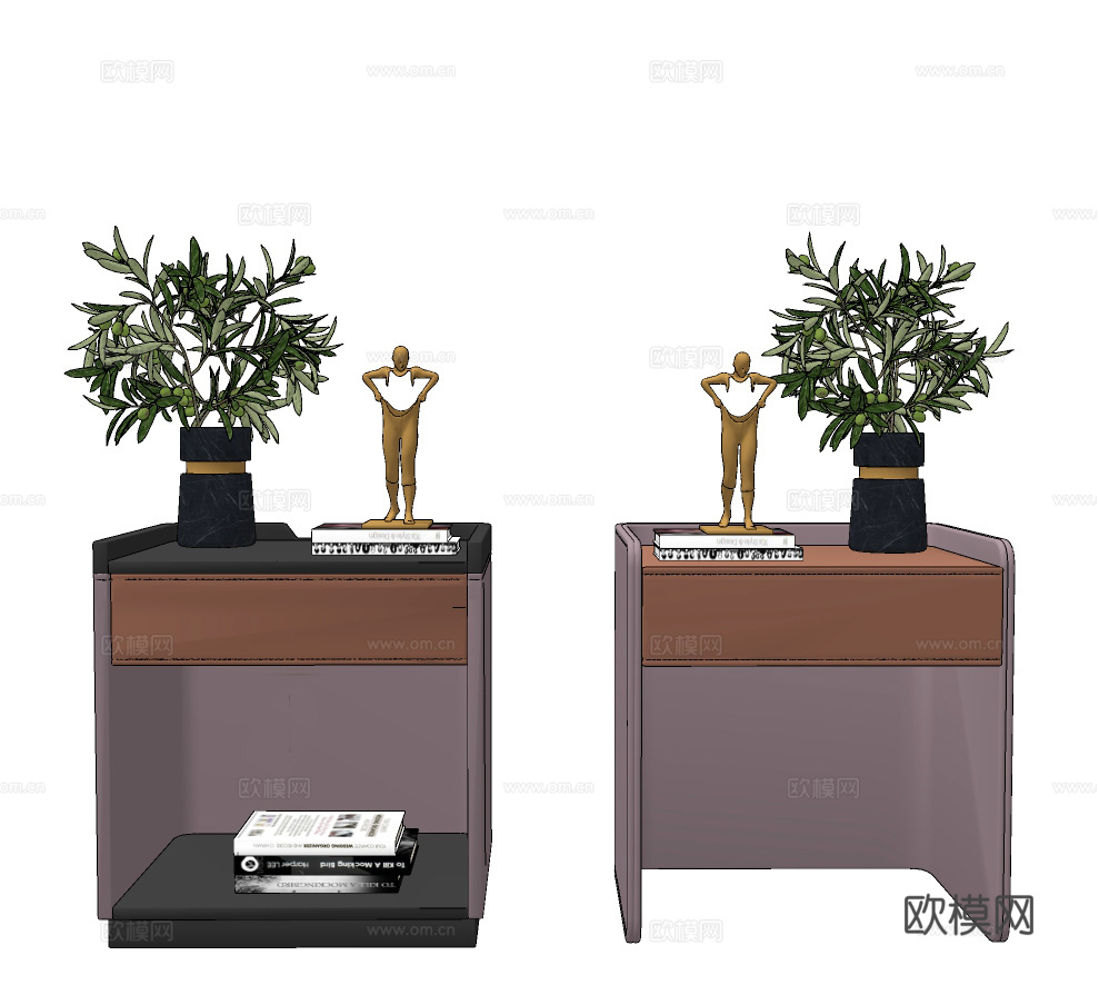 现代时尚床头柜su模型下载
