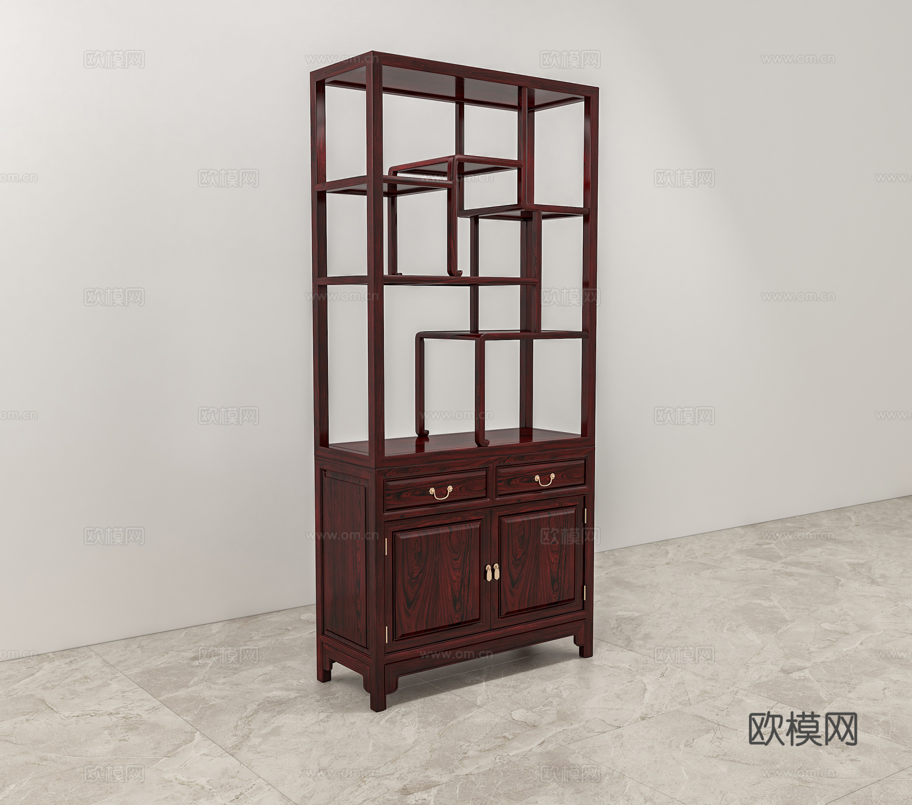 中式博古架 实木红木3d模型