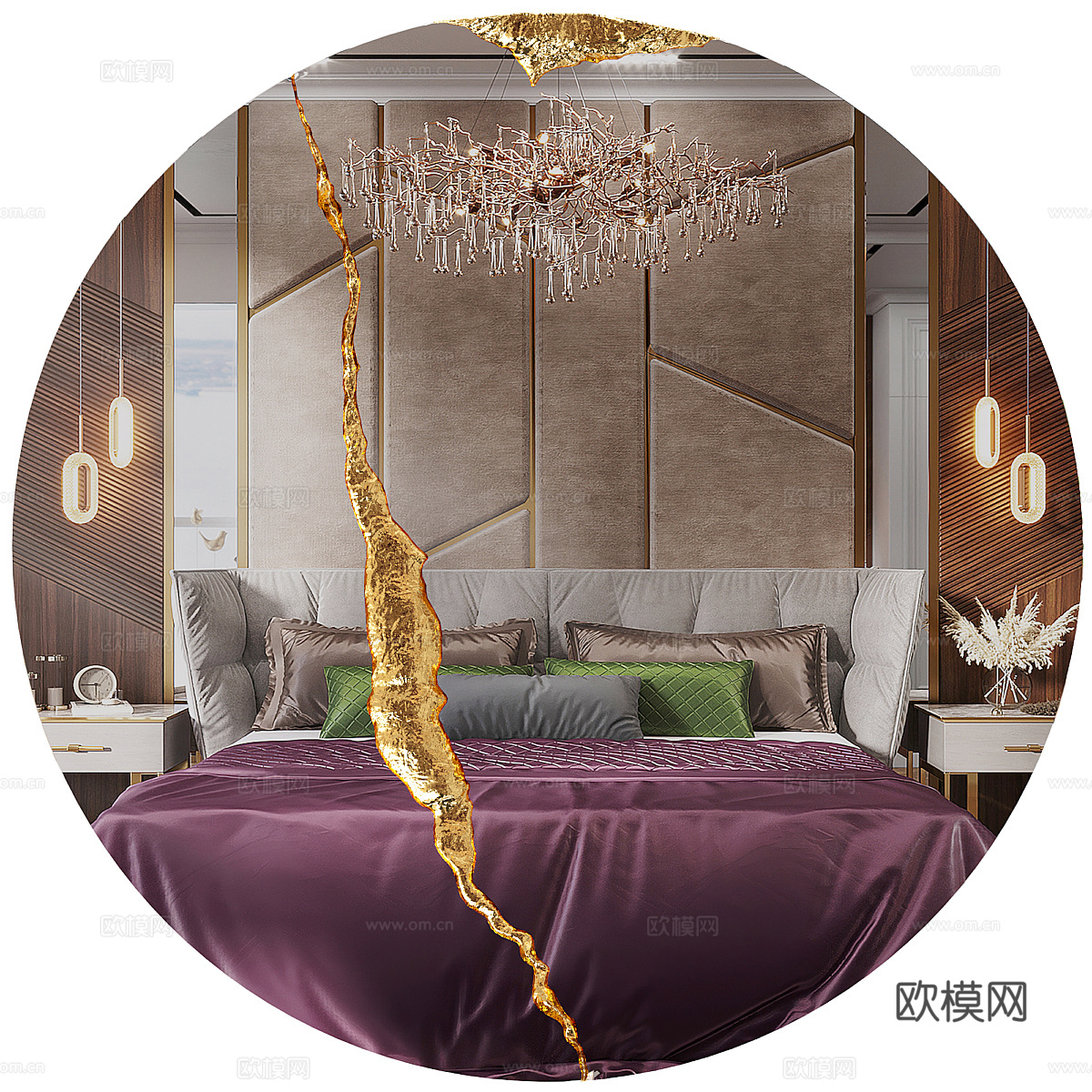 现代轻奢装饰圆镜3d模型