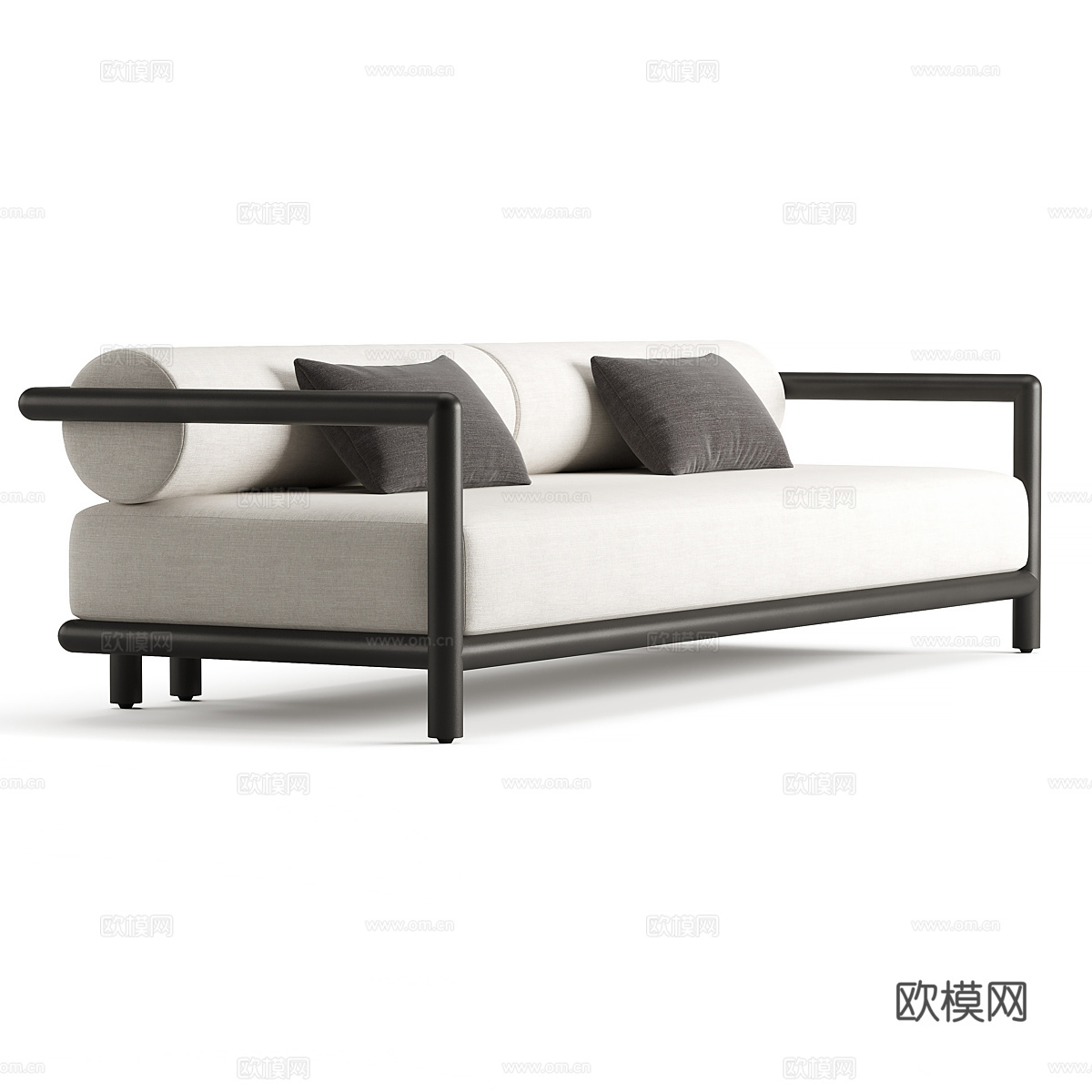 新中式布艺木质休闲沙发3d模型