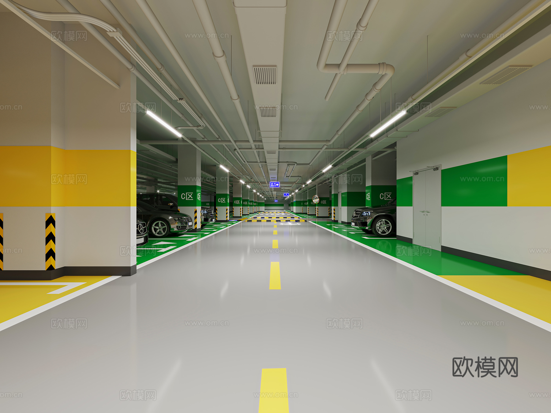 现代 停车场3d模型