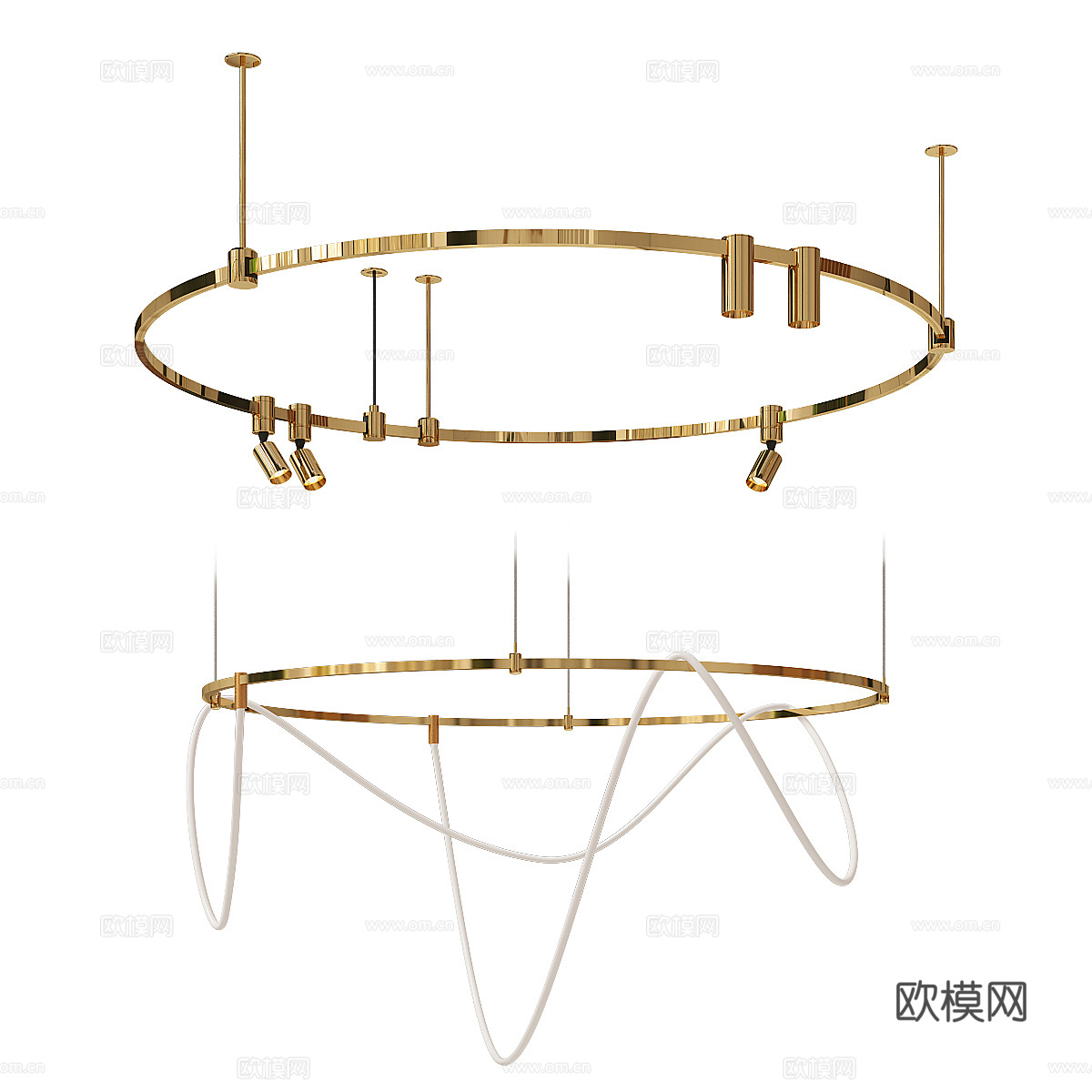 现代轻奢圆形金属装饰吊灯3d模型