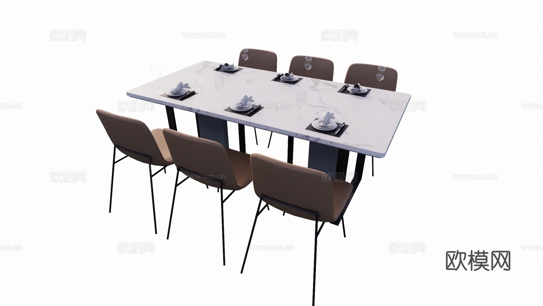 现代轻奢餐桌椅su模型下载