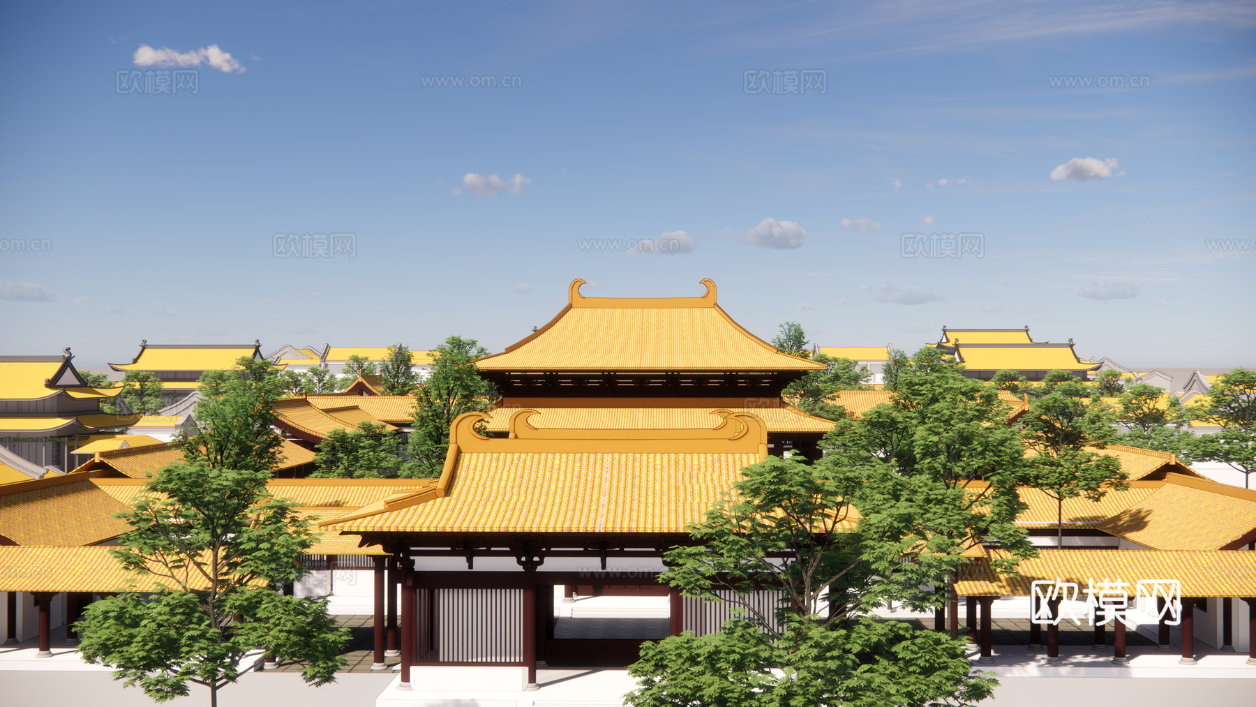 中式古建宫殿su模型下载