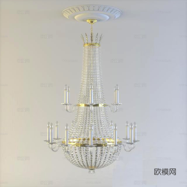 欧式水晶吊灯su模型下载