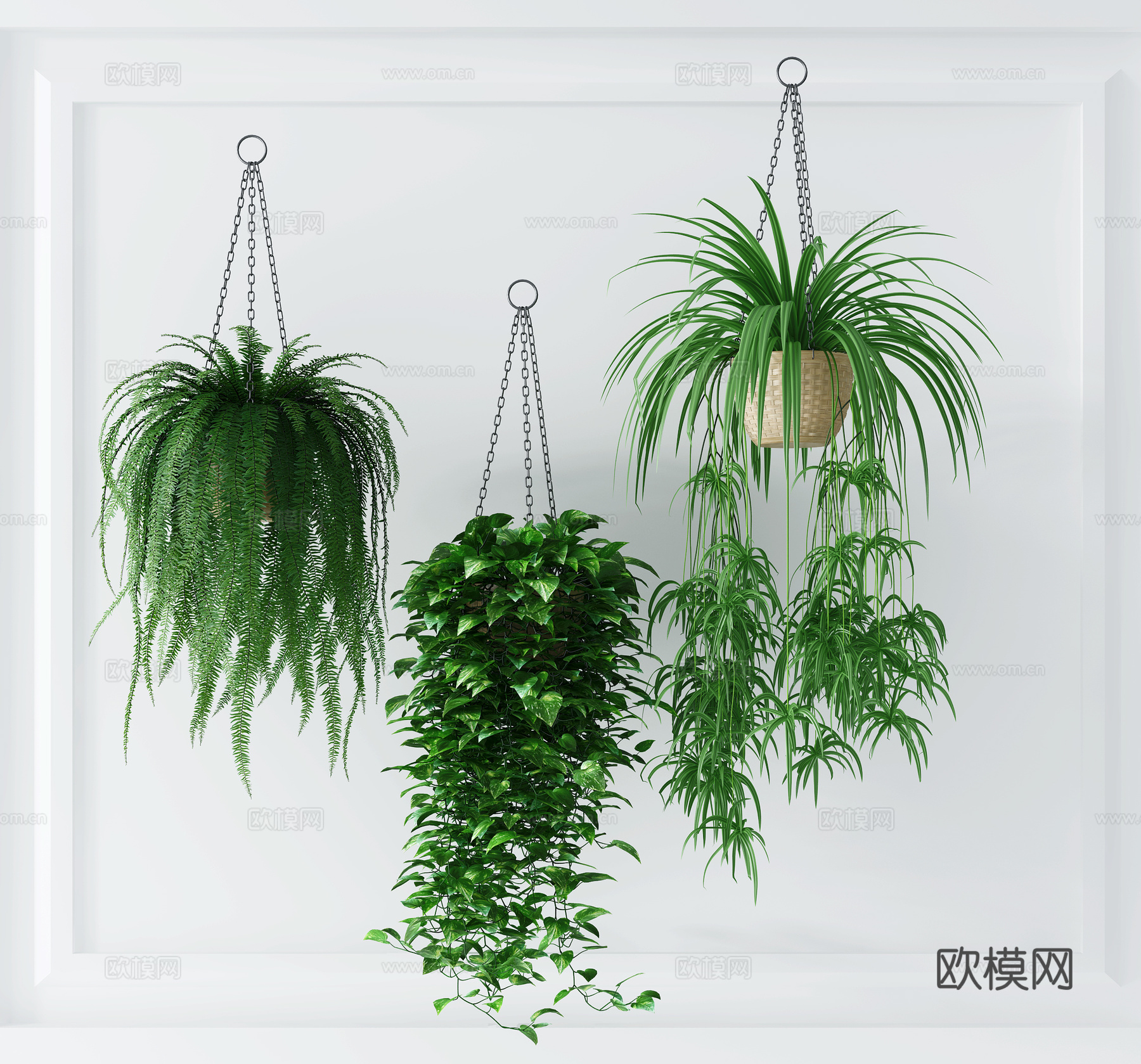 现代绿植盆栽吊篮su模型下载