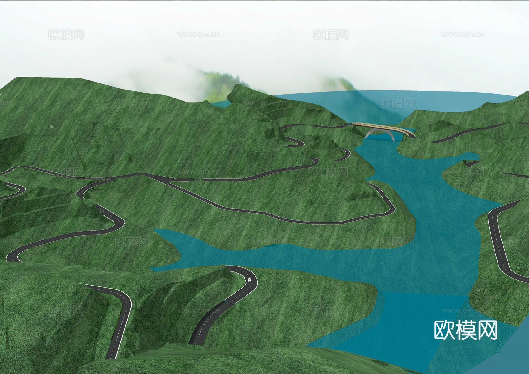 现代盘山公路su模型下载