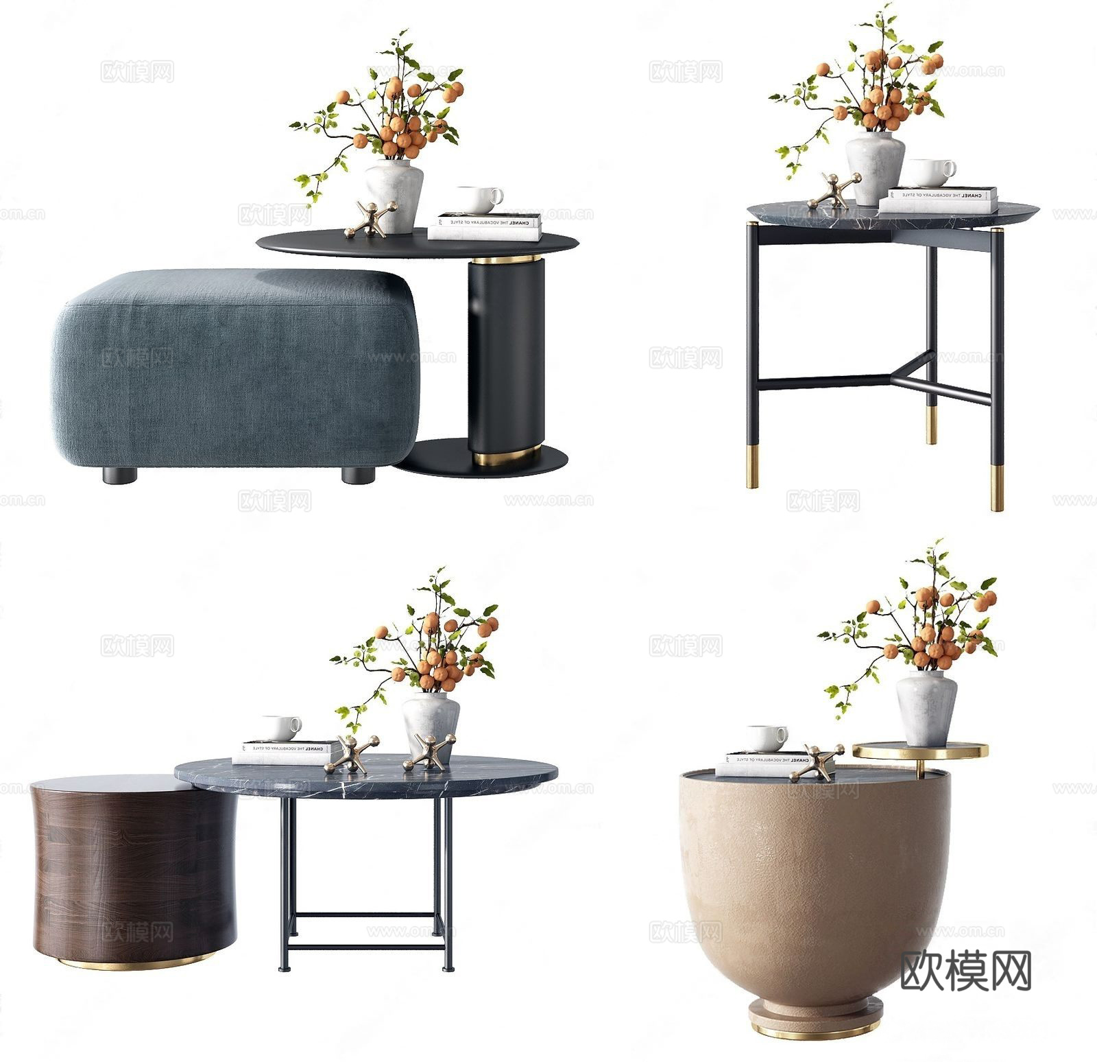 现代圆几边几su模型下载