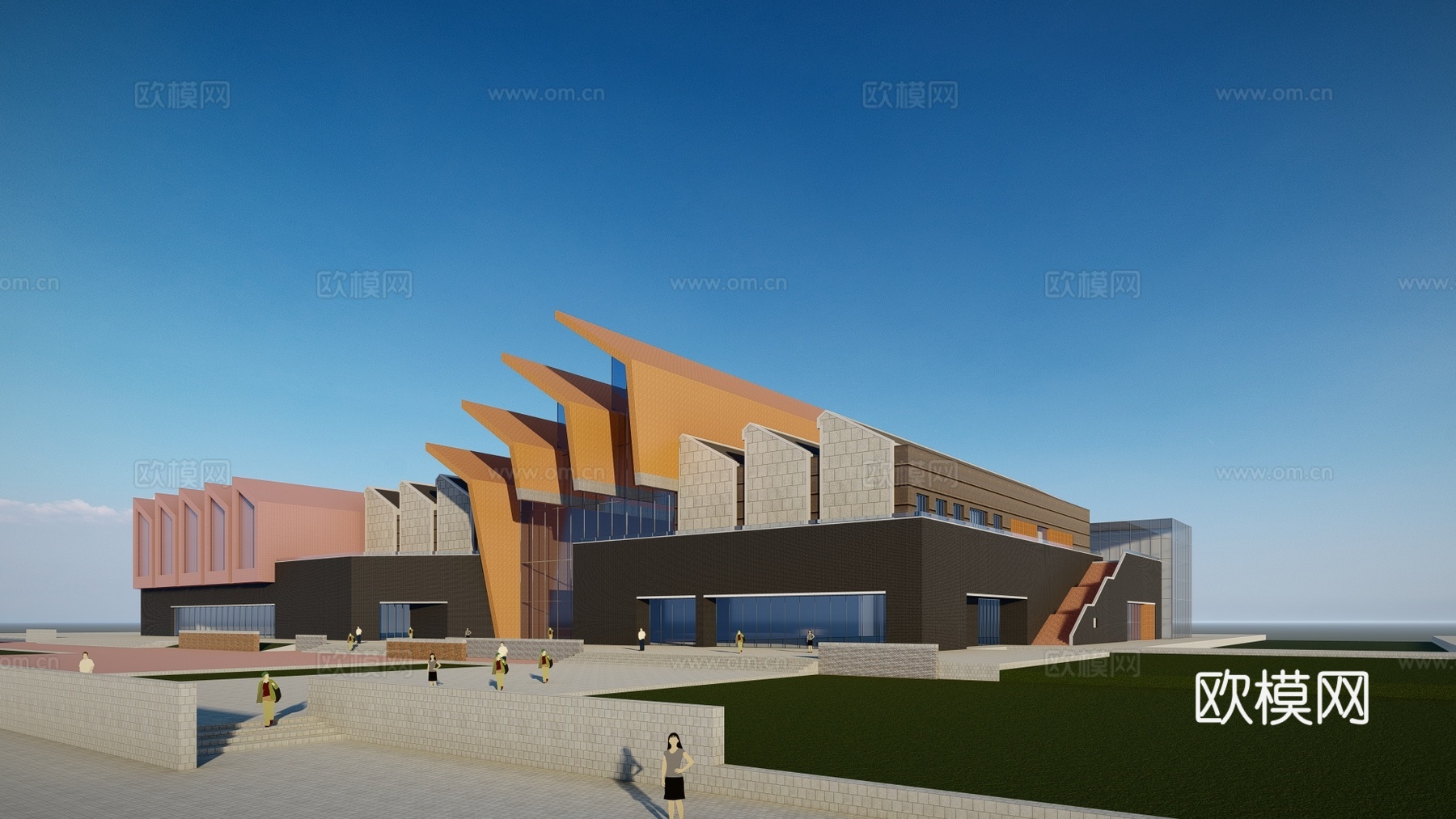 现代博物馆建筑外观su模型下载