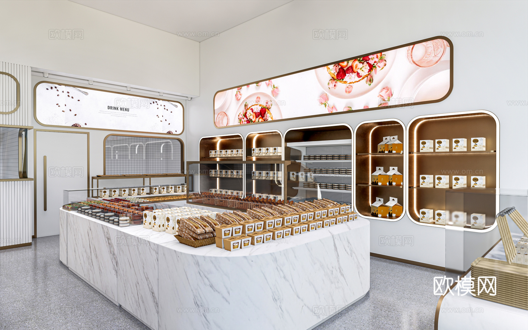 现代甜品店蛋糕店su模型下载