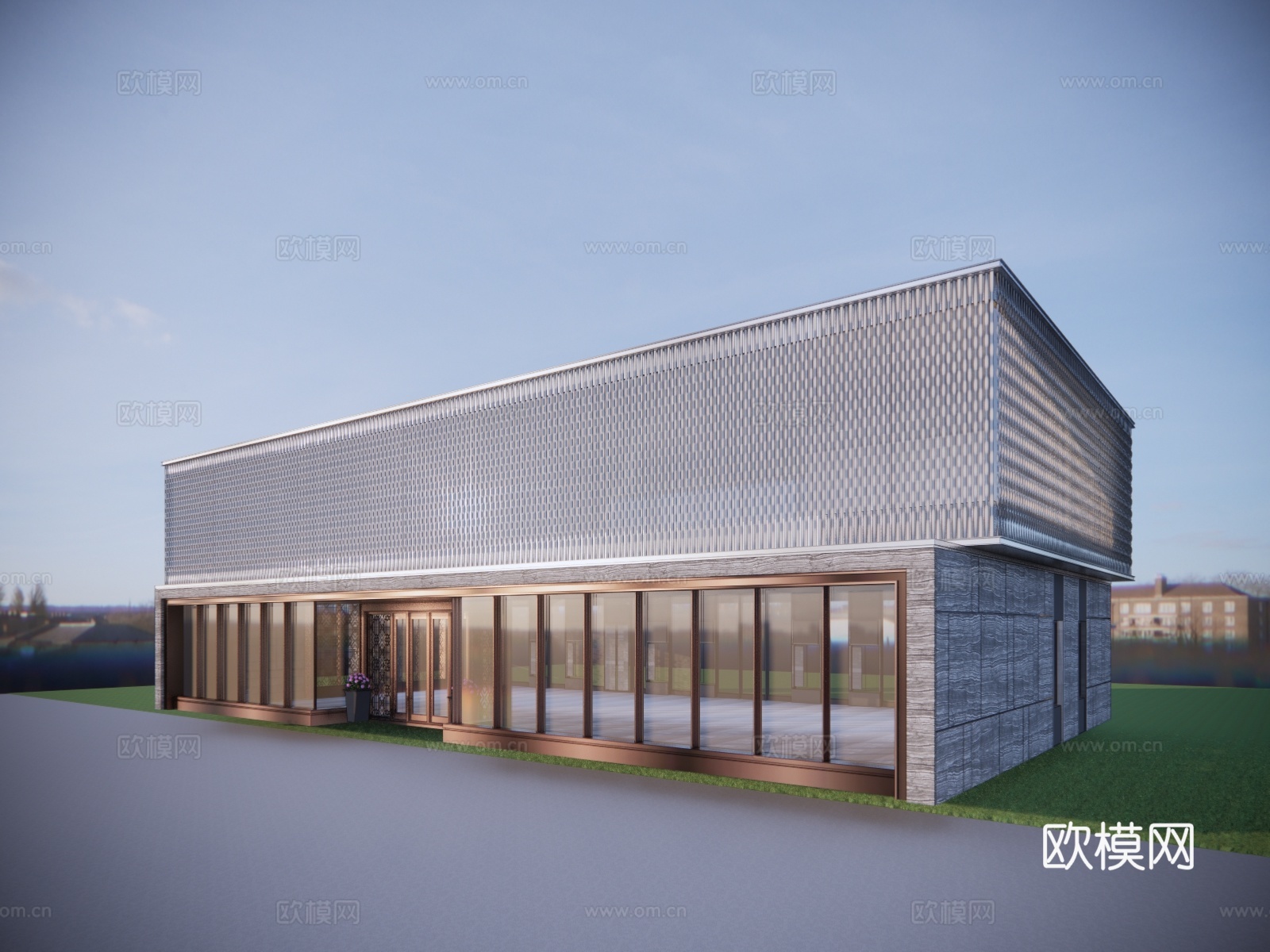 现代售楼处建筑外观su模型下载