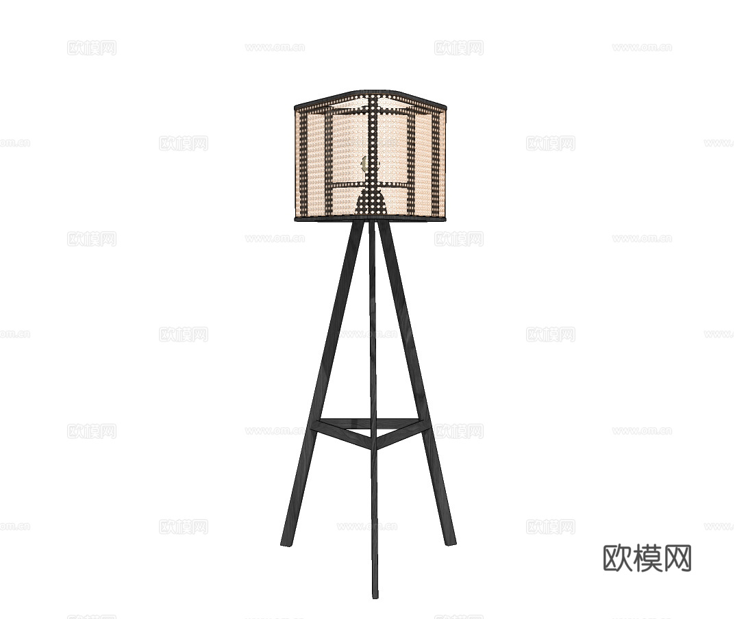 现代藤编落地灯su模型下载