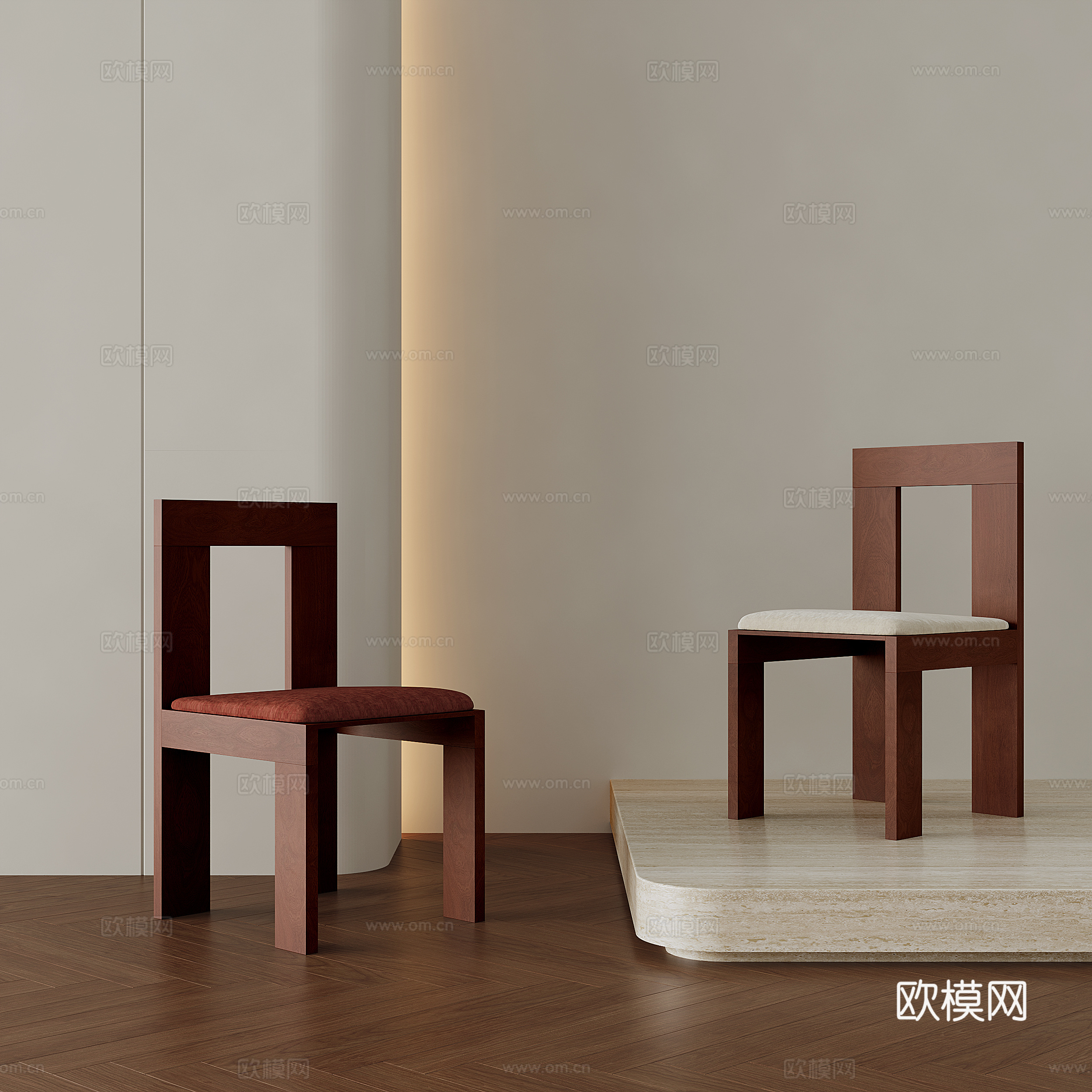 中古风实木休闲椅3d模型