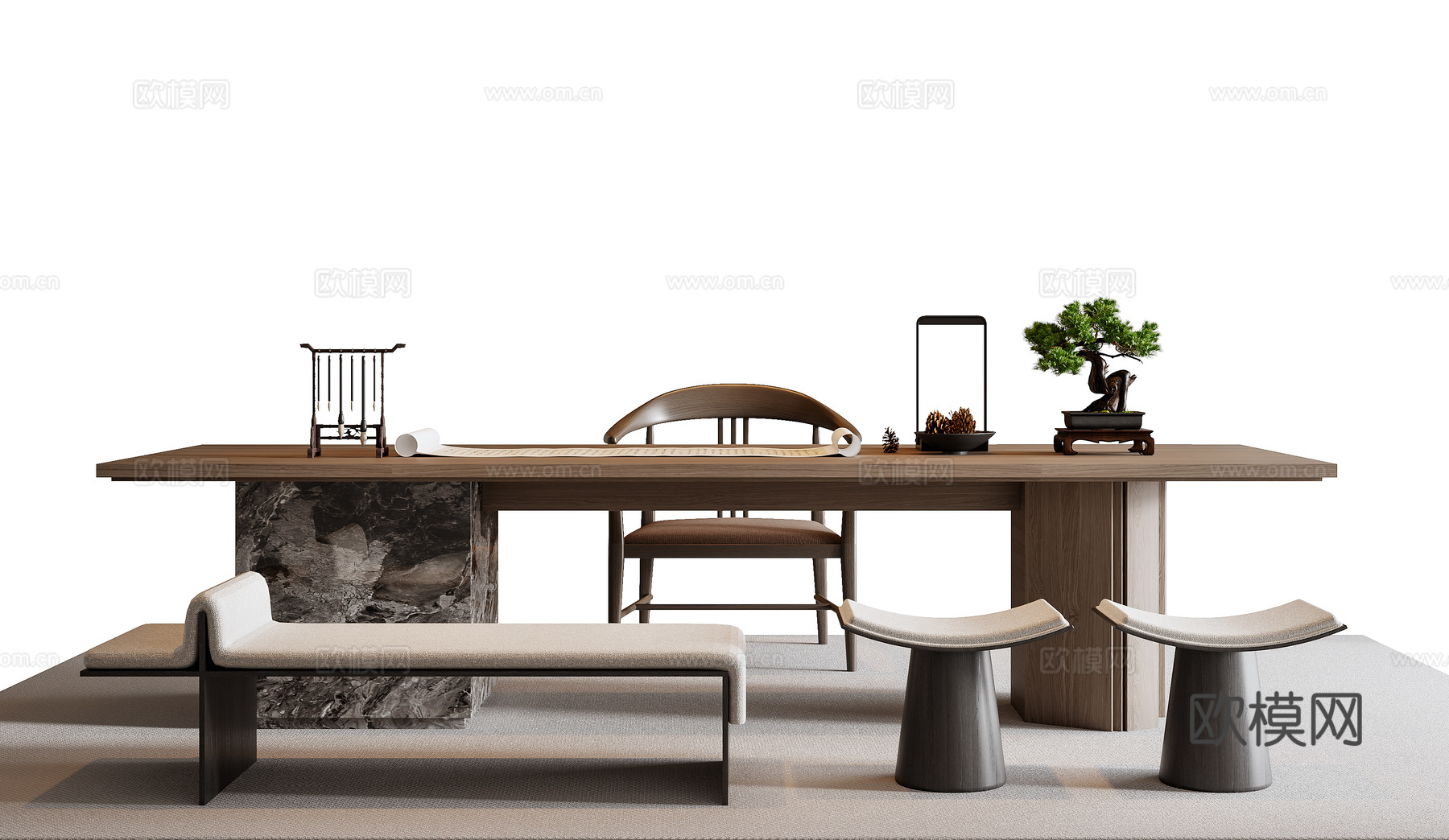 现代茶桌椅组合3d模型