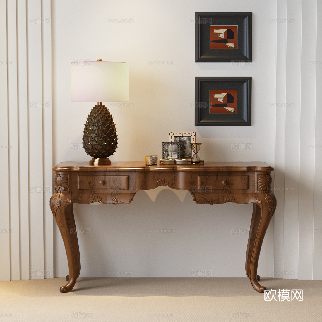 法式中古玄关柜 美式玄关柜 法式玄关柜 法式端景台3d模型