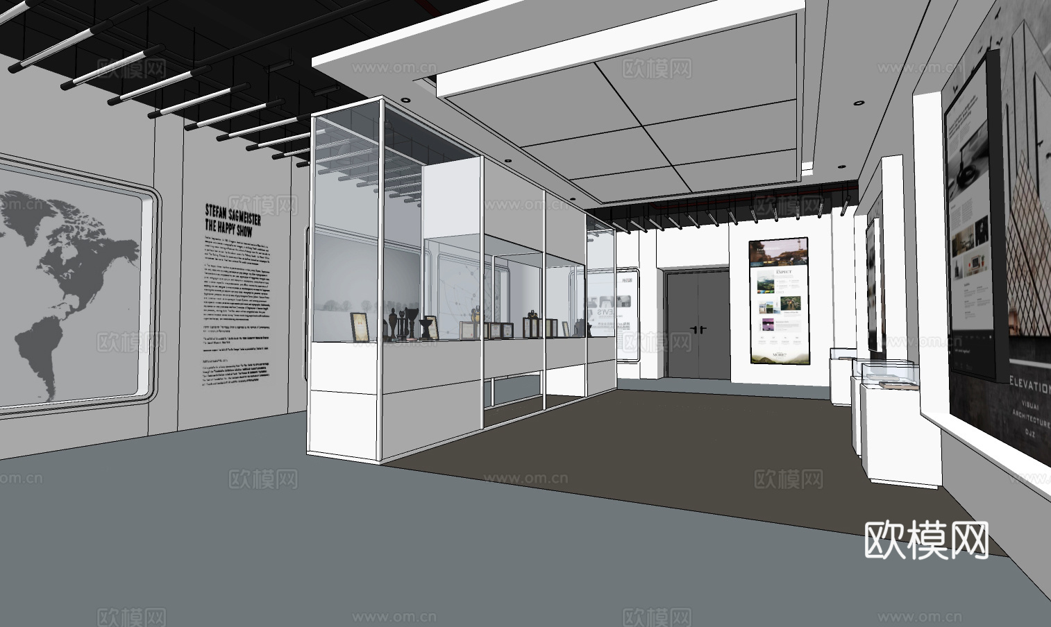 现代城市文化展厅su模型下载