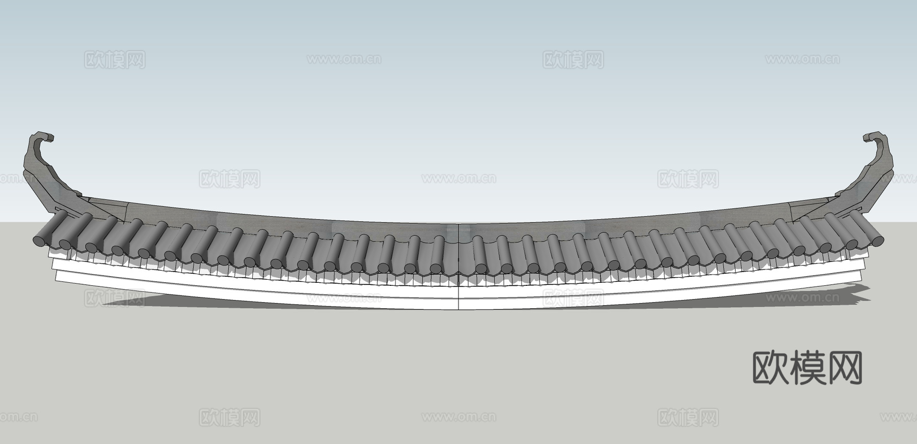中式古建屋檐构件su模型下载