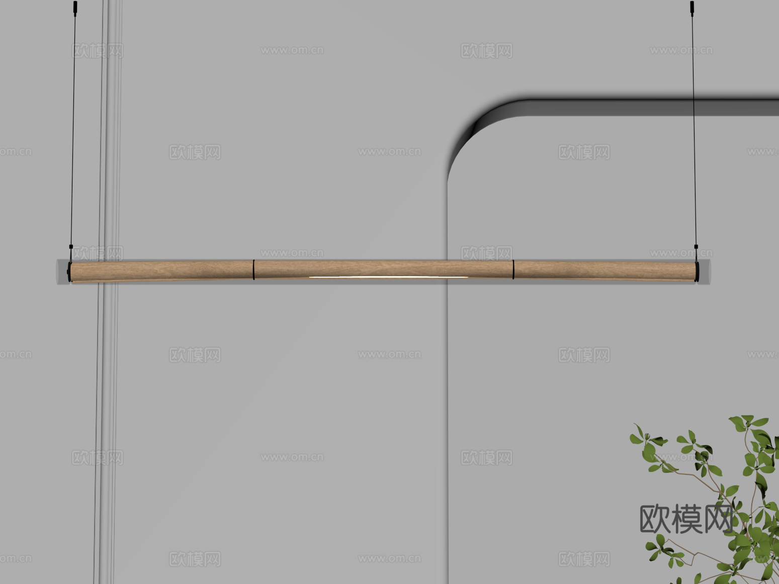 08侘寂中古吊灯 实木吊灯 餐厅吊灯 线条灯su模型