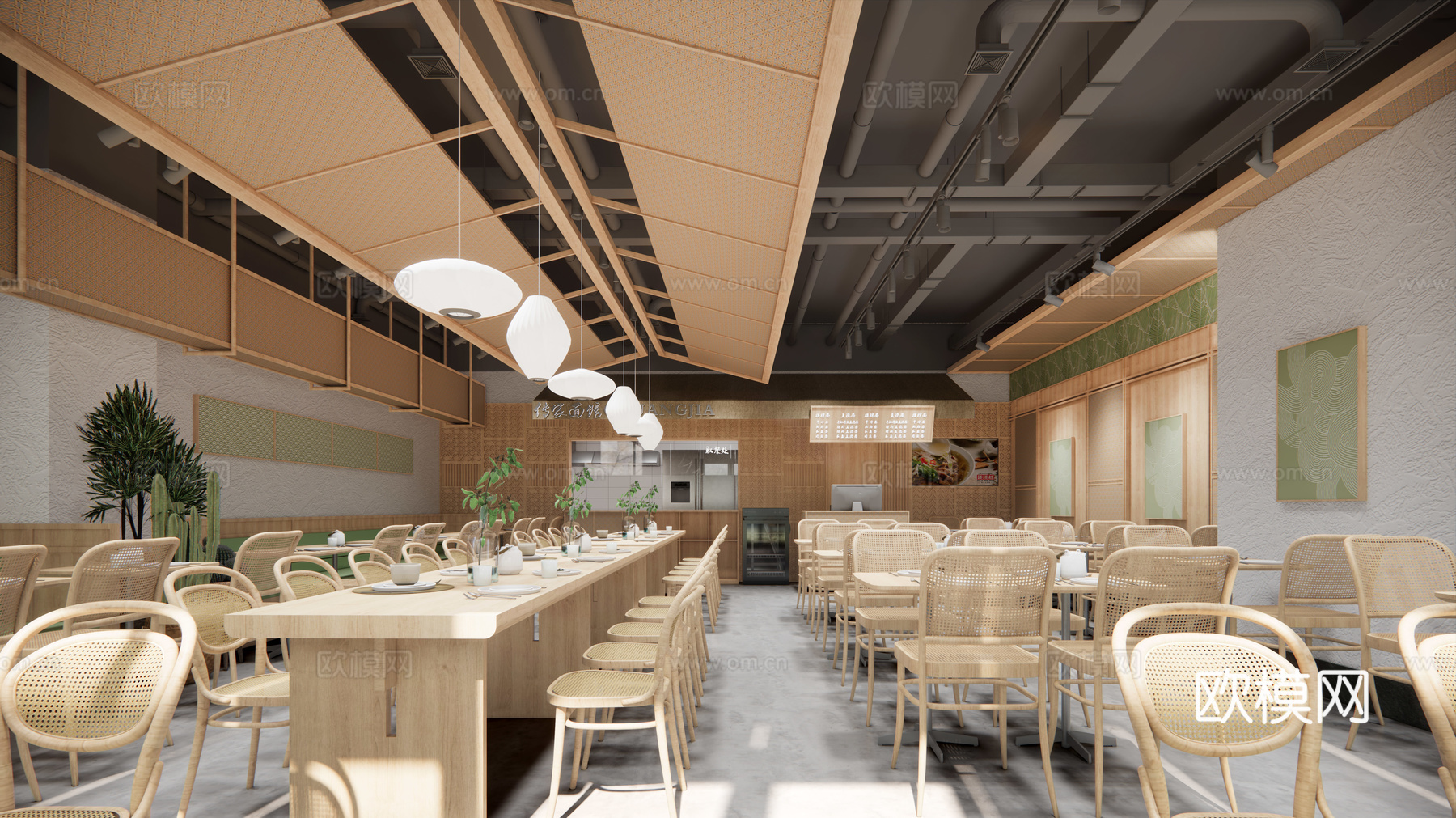 现代面馆快餐店su模型下载
