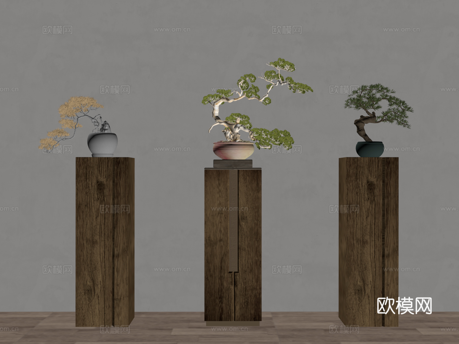 08花盆 新中式盆栽su模型