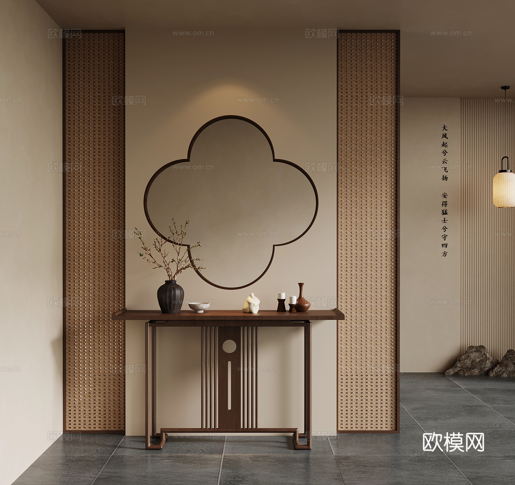 07新中式玄关 宋氏玄关 条案3d模型