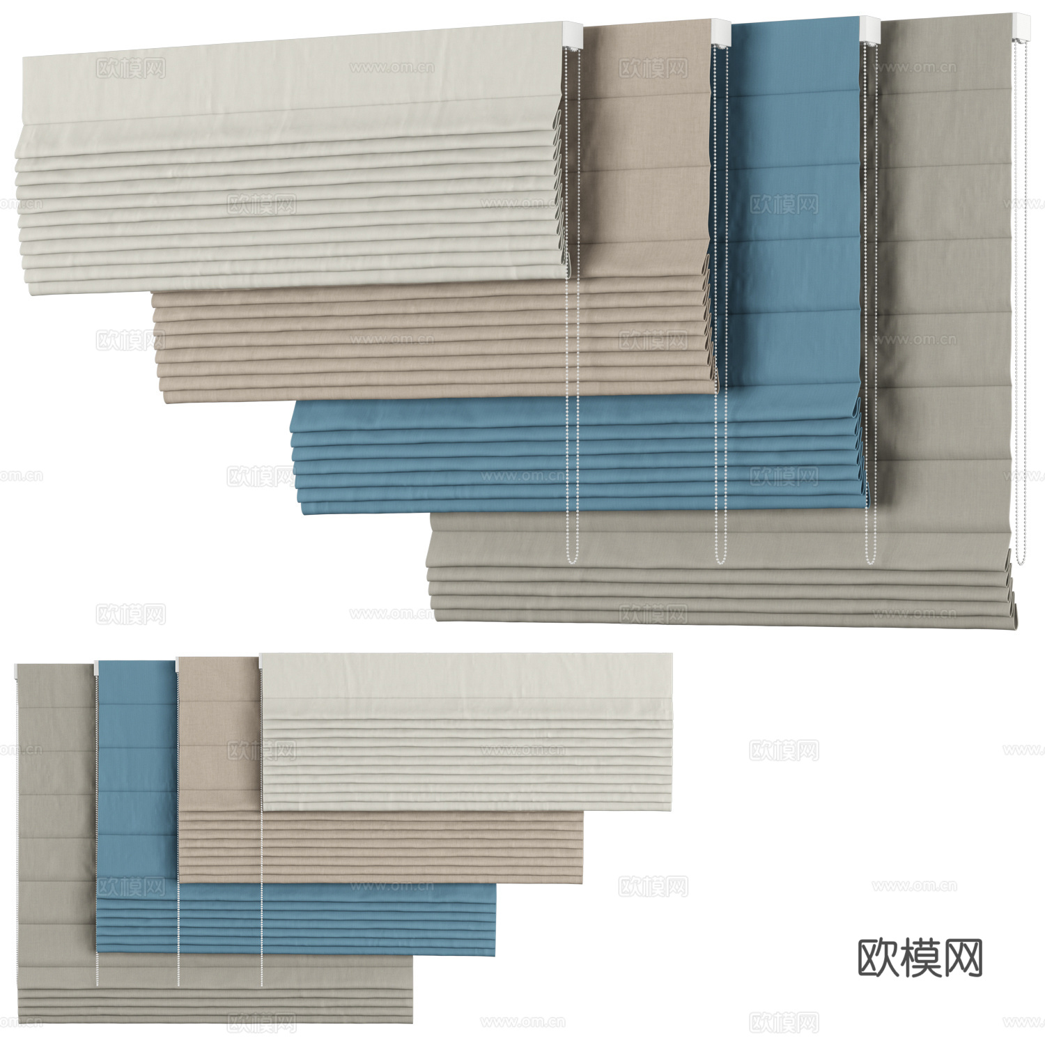 现代布艺卷帘窗帘su模型下载