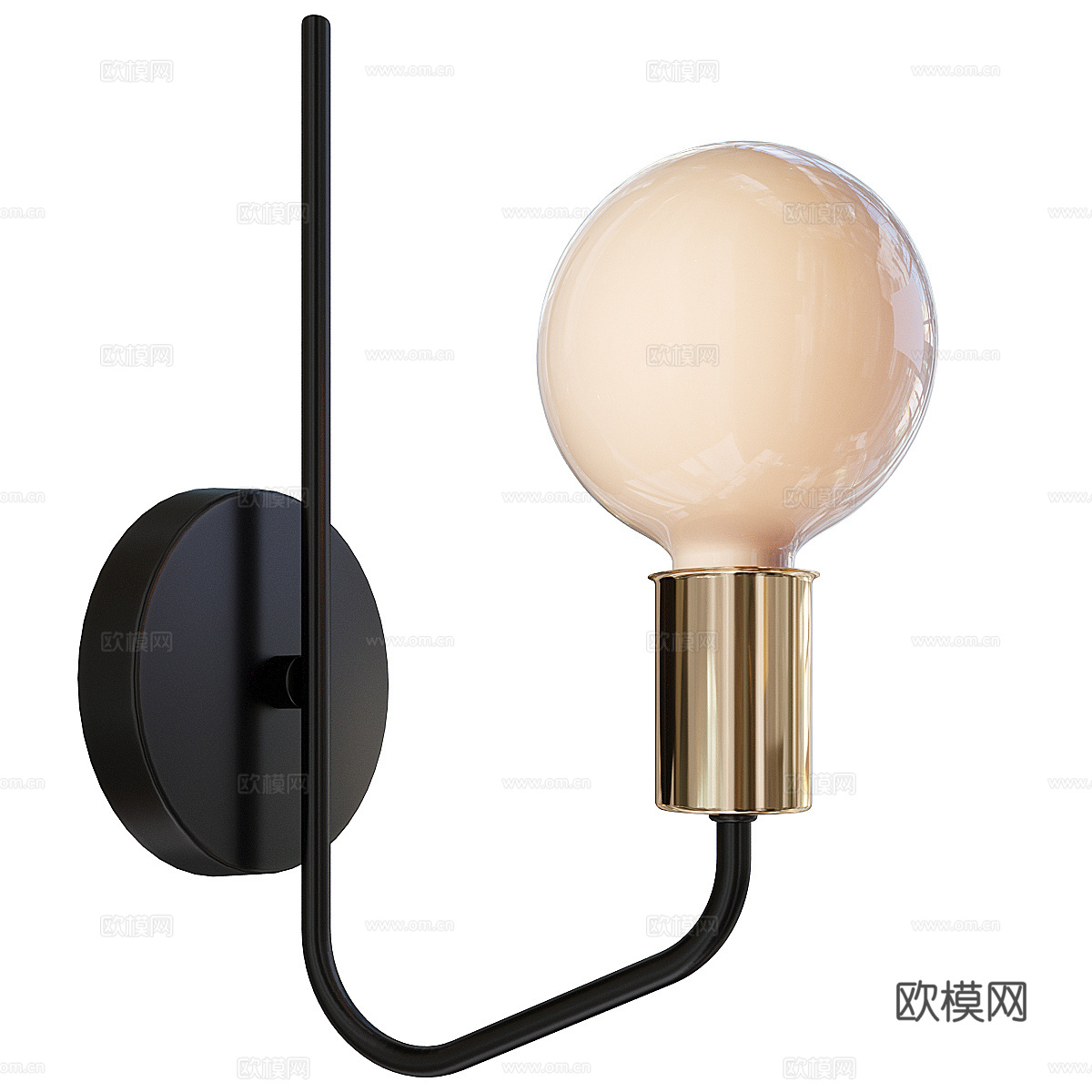 现代轻奢金属玻璃装饰壁灯3d模型