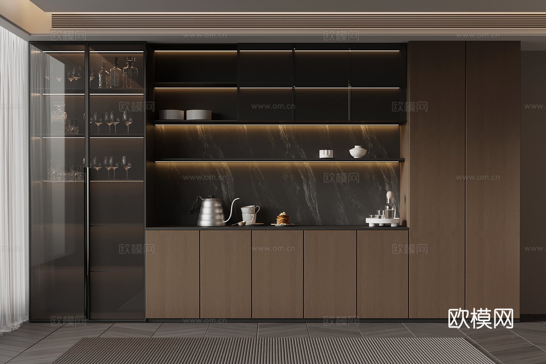 04意式餐边柜 备餐柜 餐具3d模型