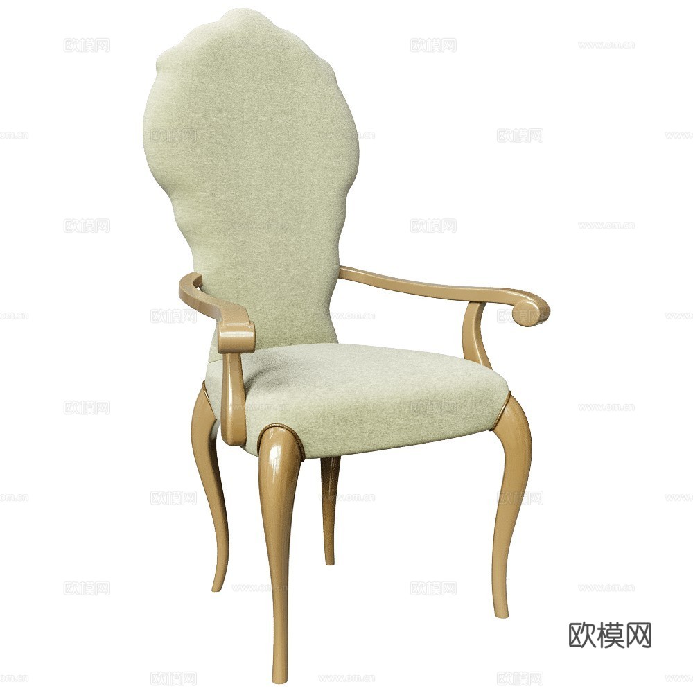 Modenese 欧式单椅 复古单椅 布艺餐椅 扶手椅 书椅su模型