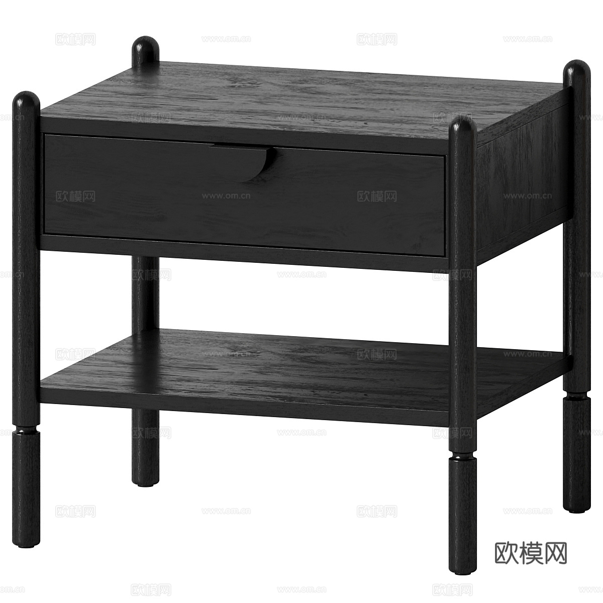 新中式中古风实木床头柜3d模型