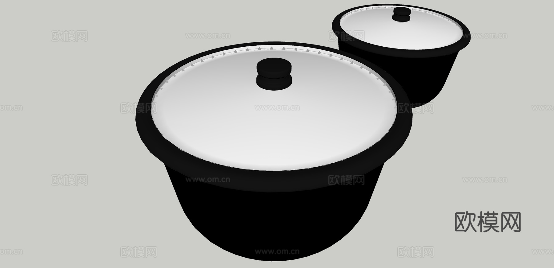 现代厨具锅su模型下载