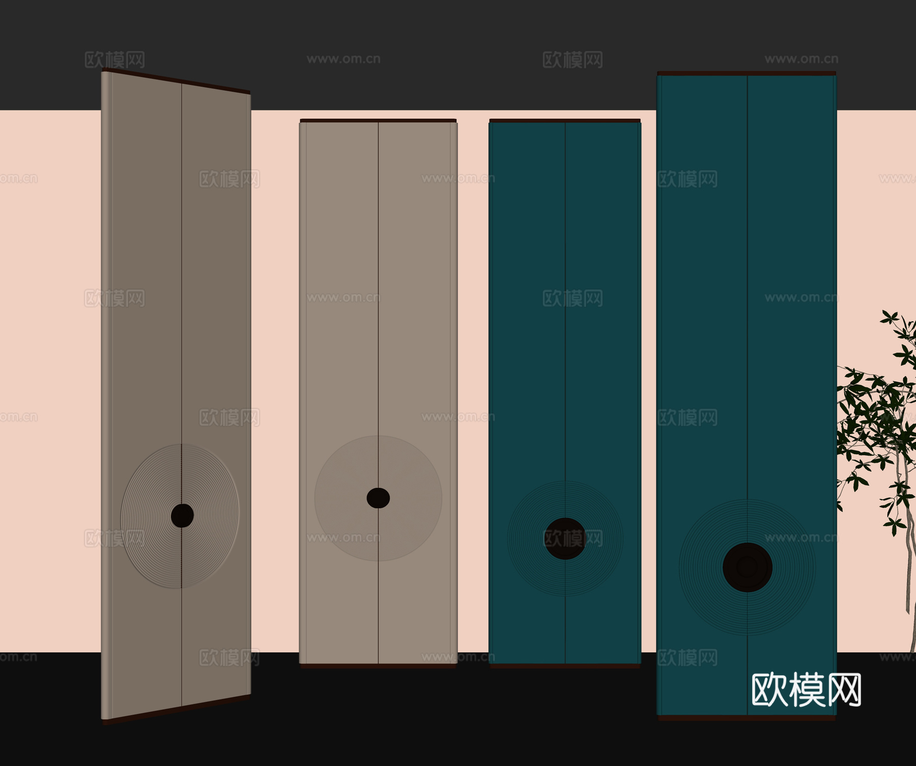 现代轻奢屏风隔断su模型