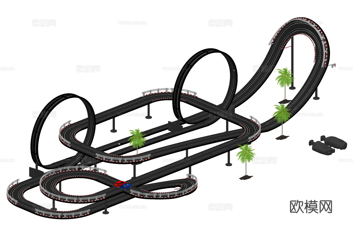 现代儿童四驱车赛道玩具su模型下载