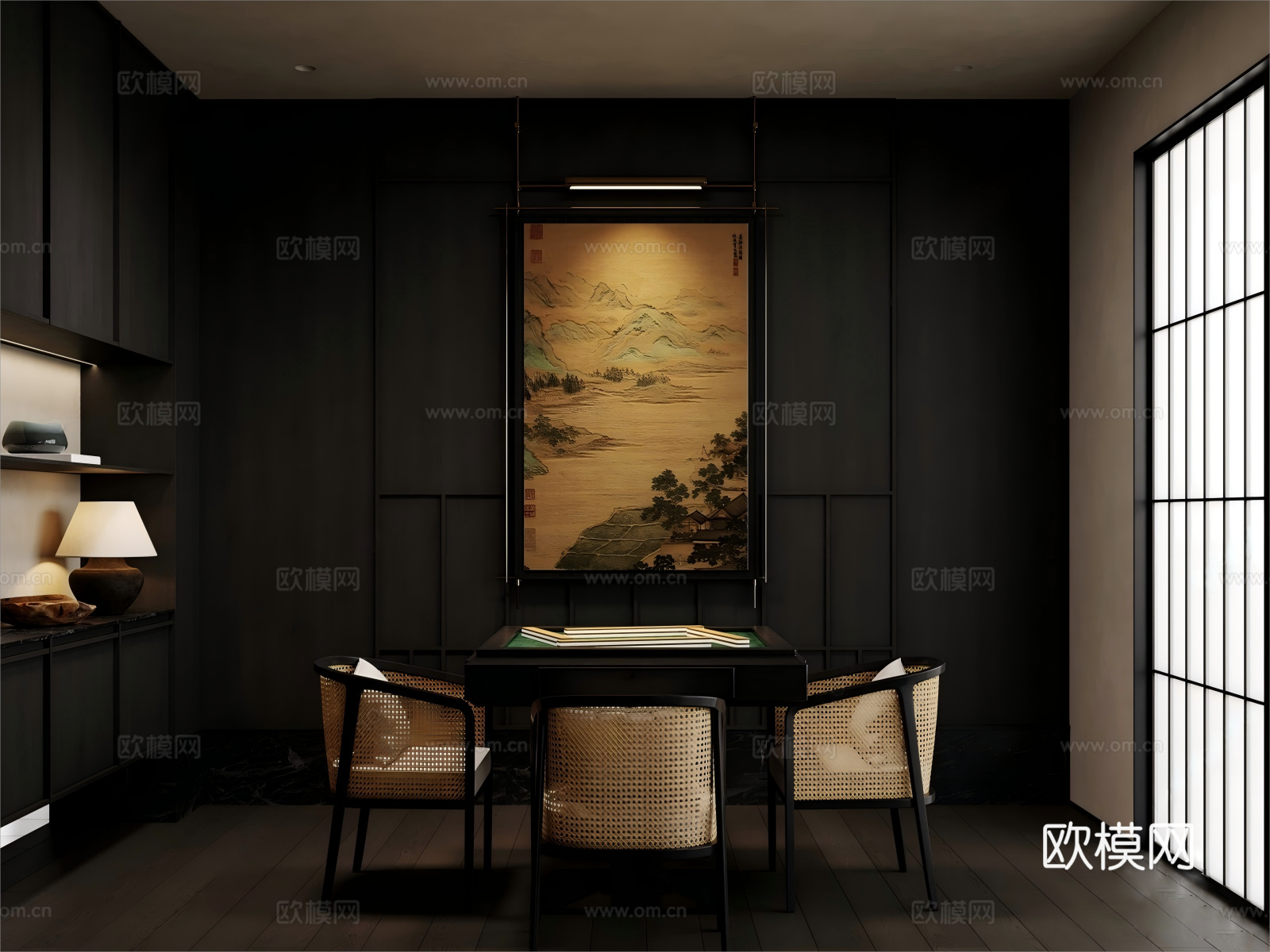 新中式棋牌室3d模型