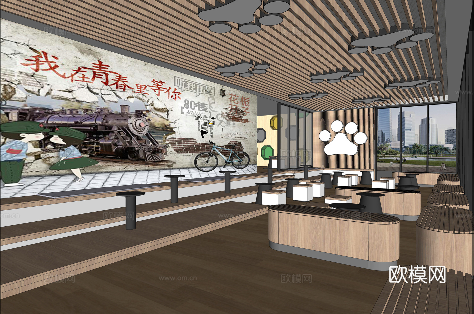 现代咖啡店su模型下载