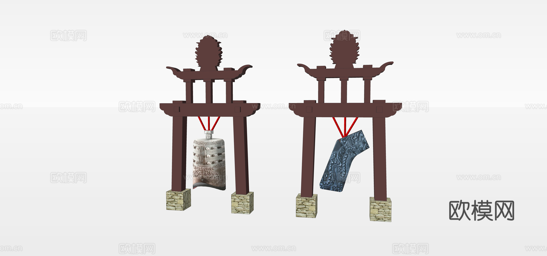 中式古代乐器编钟su模型下载