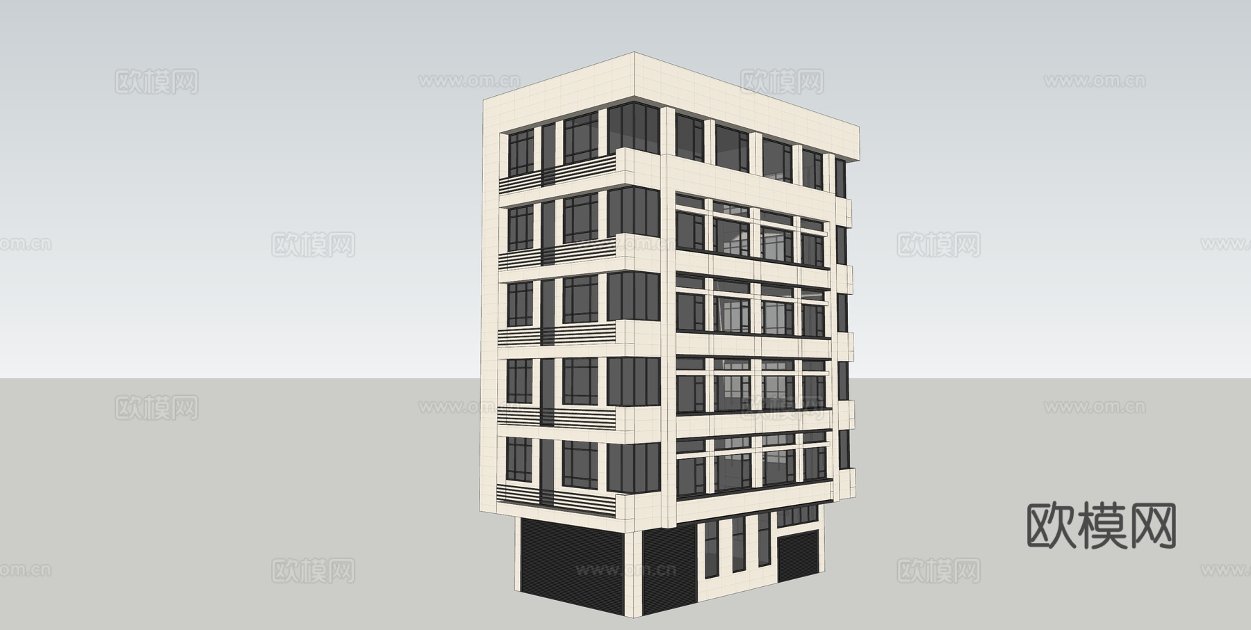 现代住宅楼建筑外观su模型下载
