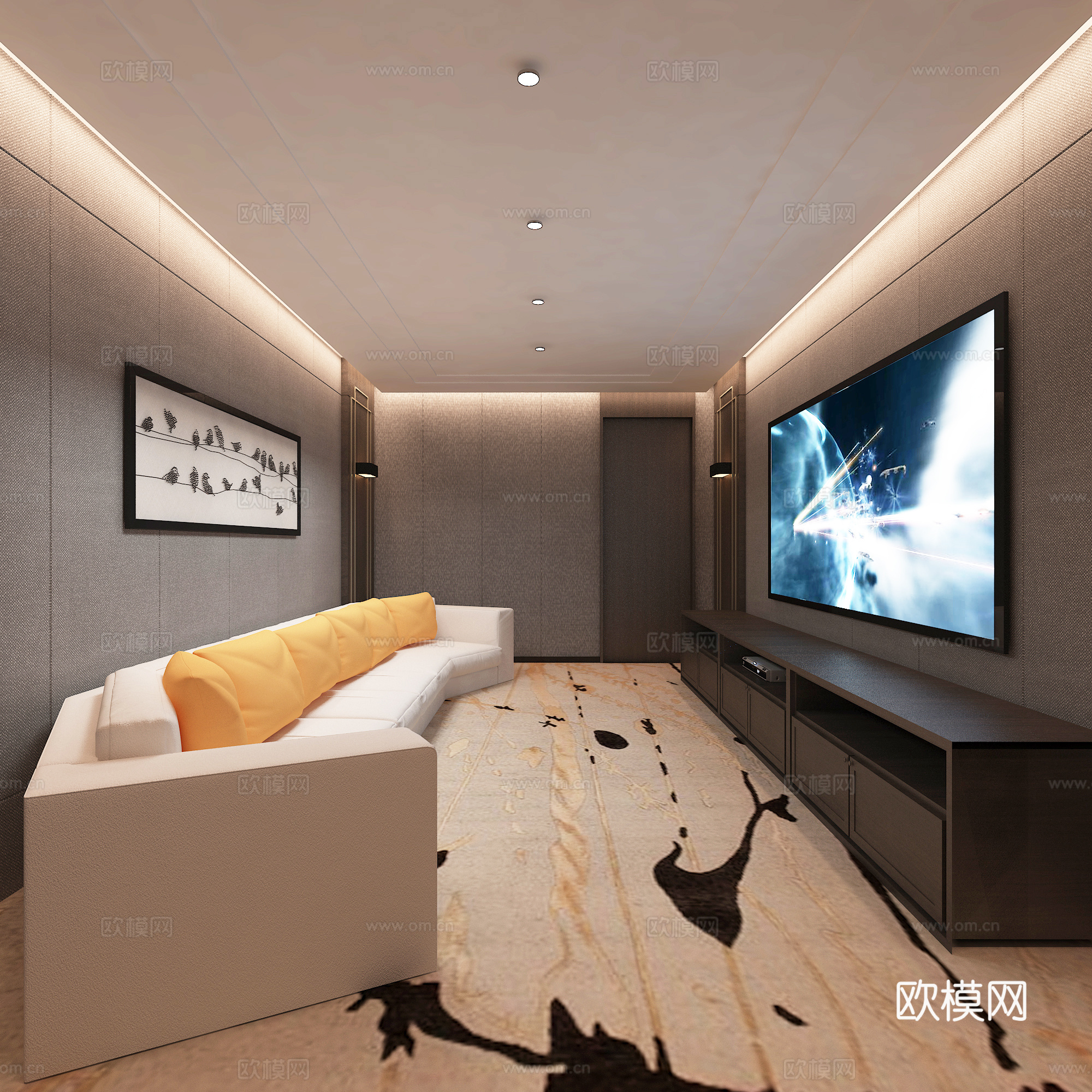 新中式别墅地下影音室3d模型