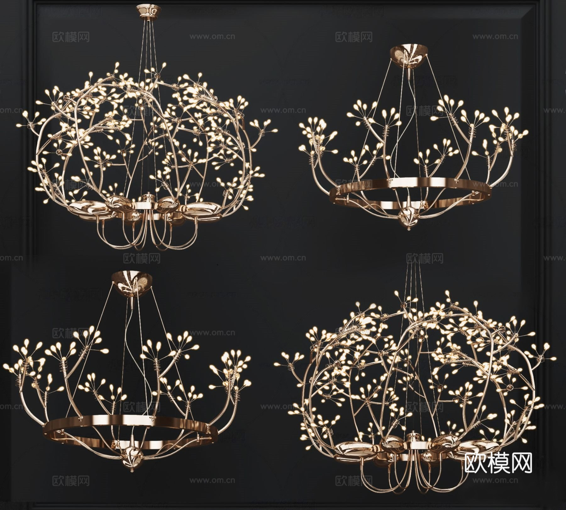 现代花瓣装饰灯su模型下载