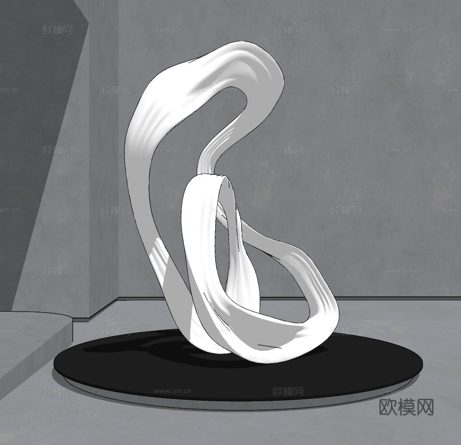 现代抽象雕塑小品su模型下载